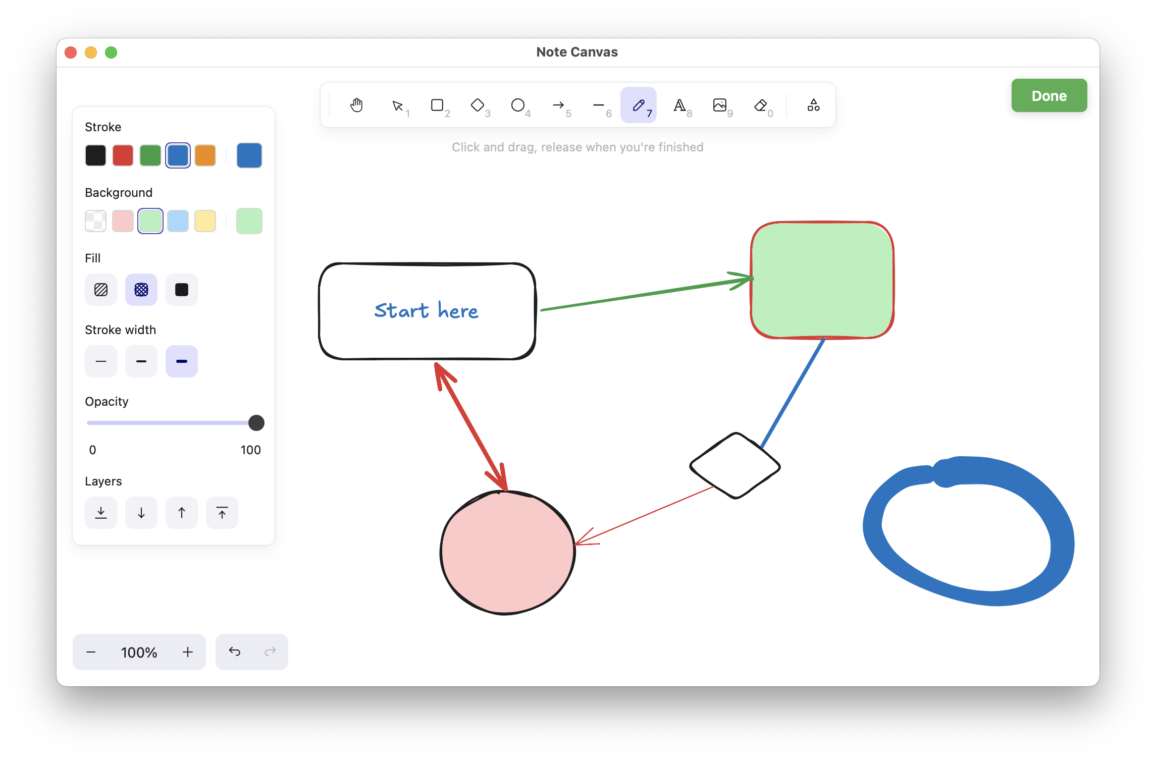 Drawing notes using a whiteboard-style editor