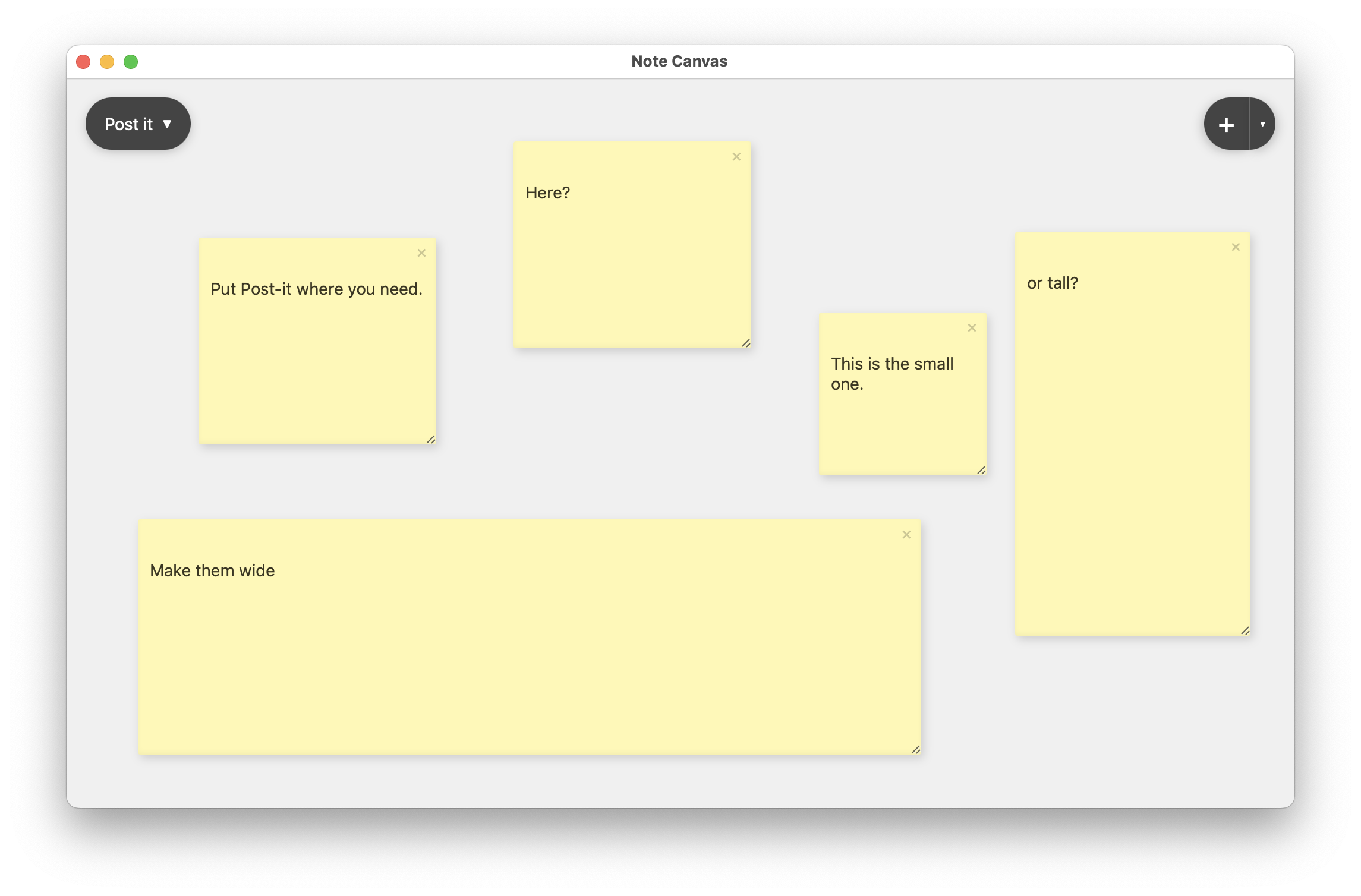 Post-It notes used for quick reminders on a board