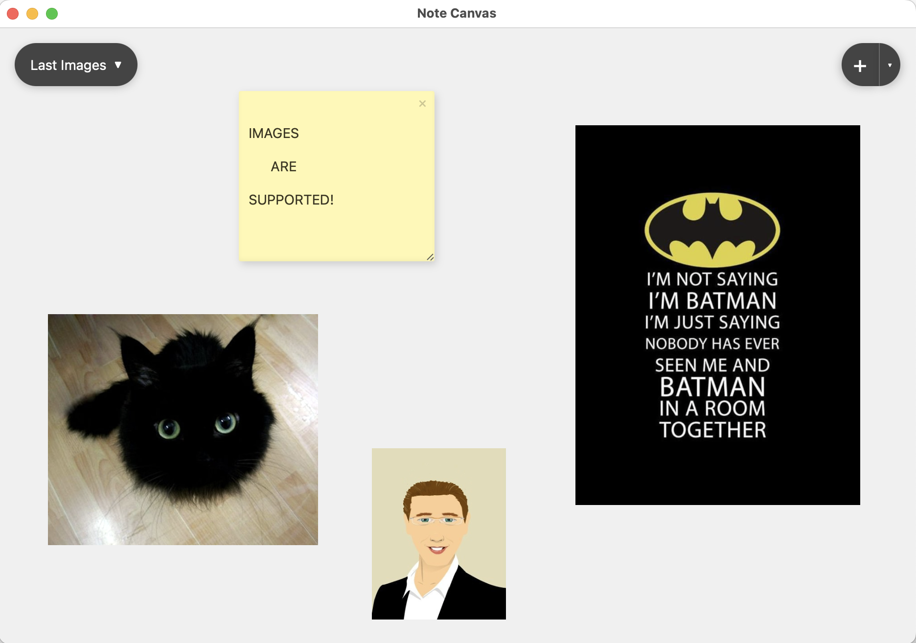 Note Canvas using markdown previews and image notes in the same workspace